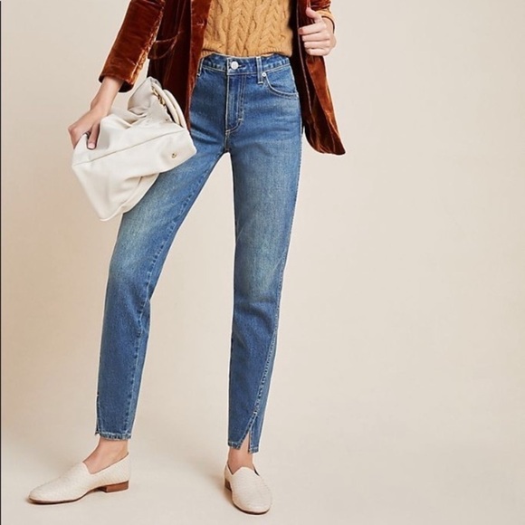 NWT Anthropologie Amo Mid Rise Twist Ankle Dark Wash Skinny Jeans - Picture 3 of 9